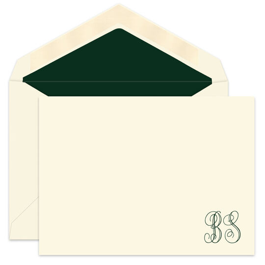Municipal Initials Folded Note Cards - Raised Ink